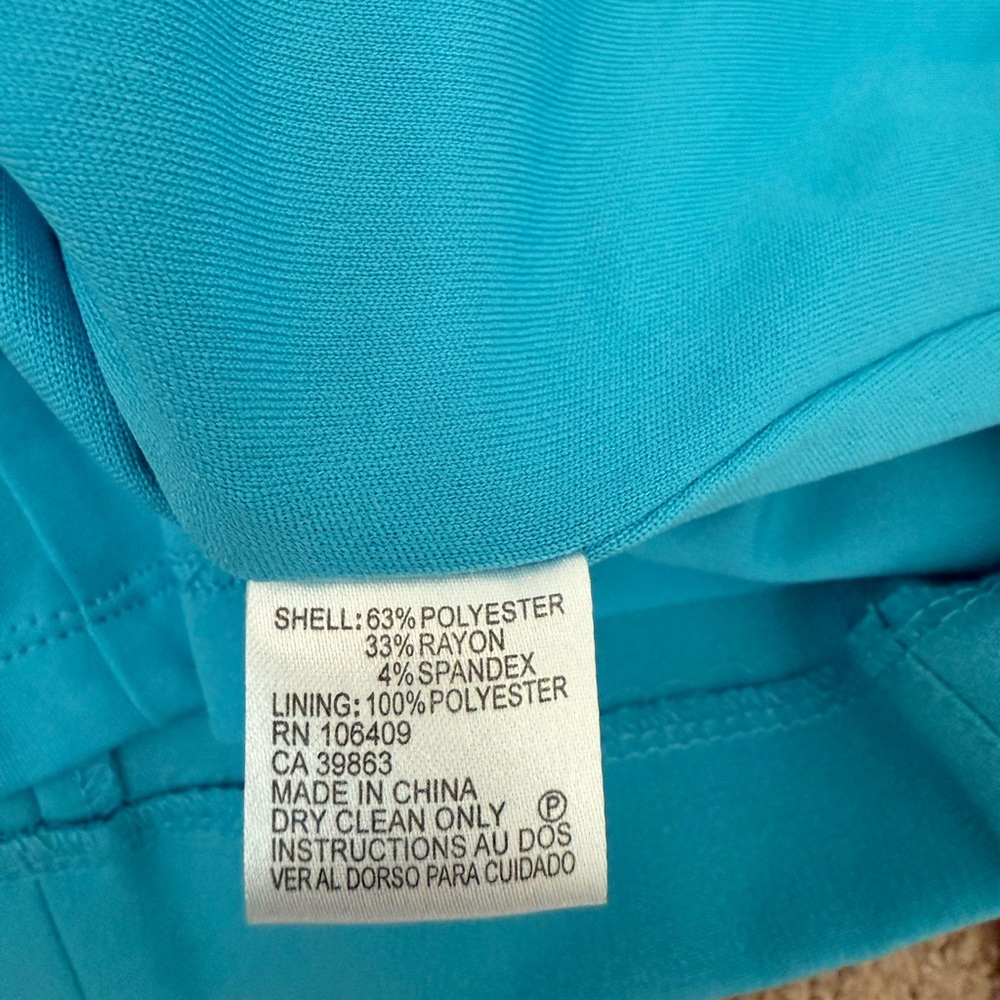 Tahari ASL Blue V-Neck Sheath Dress Midi Work - Picture 12 of 13